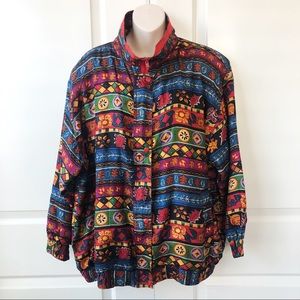 VTG Details Sportswear Jacket Silk Floral